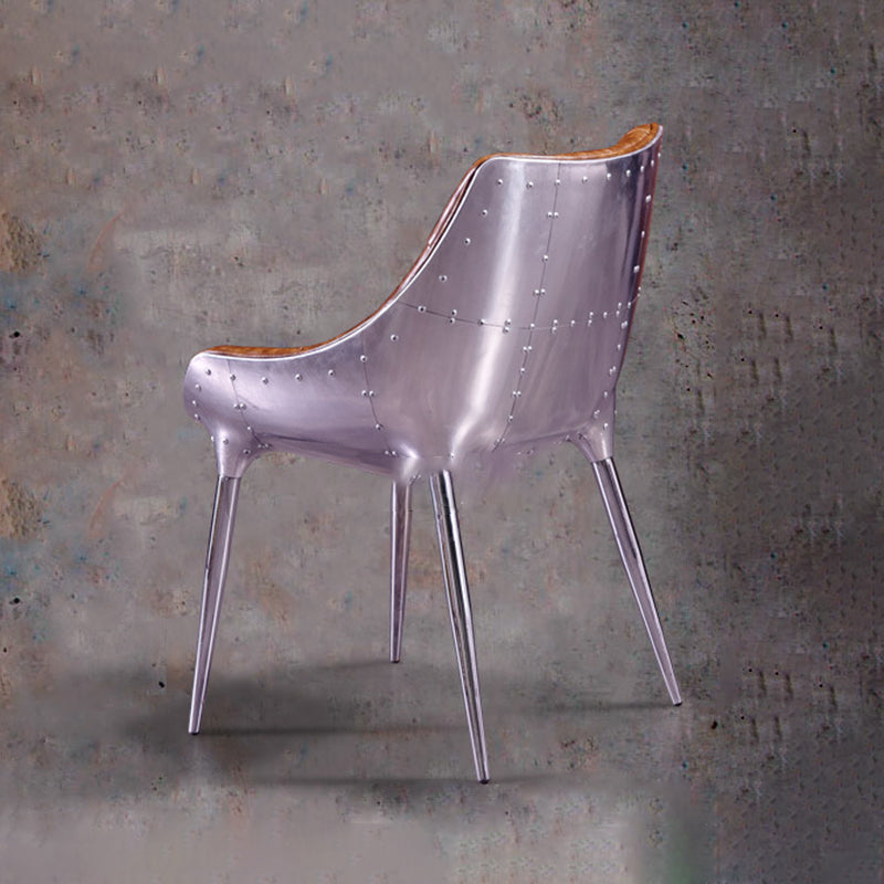 Modern Luxury Trapezoid Leather Stainless Steel Sponge Dining Chair Backrest For Dining Room