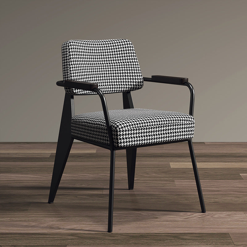 Contemporary Scandinavian Square Cushion Iron Velvet Sponge Backrest Armrest For Dining Room