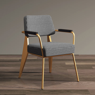 Contemporary Scandinavian Square Cushion Iron Velvet Sponge Backrest Armrest For Dining Room