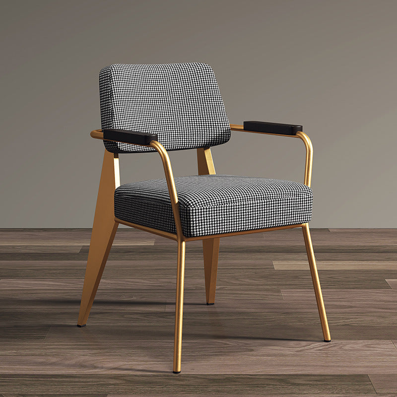 Contemporary Scandinavian Square Cushion Iron Velvet Sponge Backrest Armrest For Dining Room