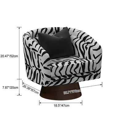 Modern Transitional Rotatable Tiger Fabric Solid Wood Metal Accent Chair Backrest Armrest For Living Room