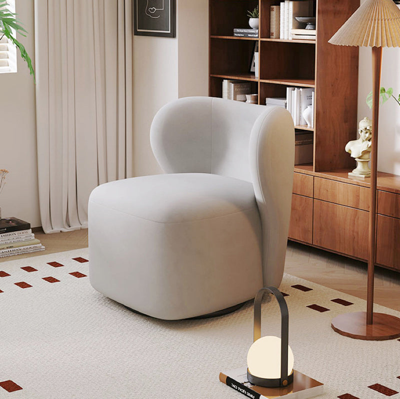 Modern Minimalist Curved Caramel Brown Velvet Solid Wood Accent Chair Backrest Swivel For Living Room