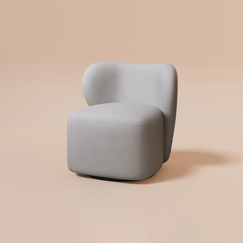 Modern Minimalist Curved Caramel Brown Velvet Solid Wood Accent Chair Backrest Swivel For Living Room