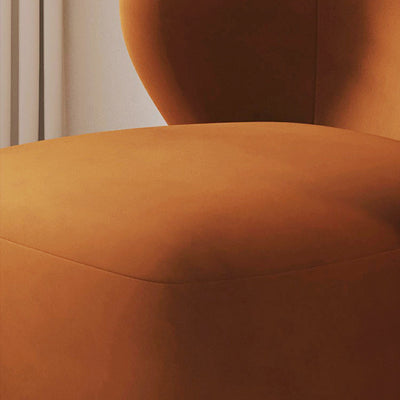 Modern Minimalist Curved Caramel Brown Velvet Solid Wood Accent Chair Backrest Swivel For Living Room