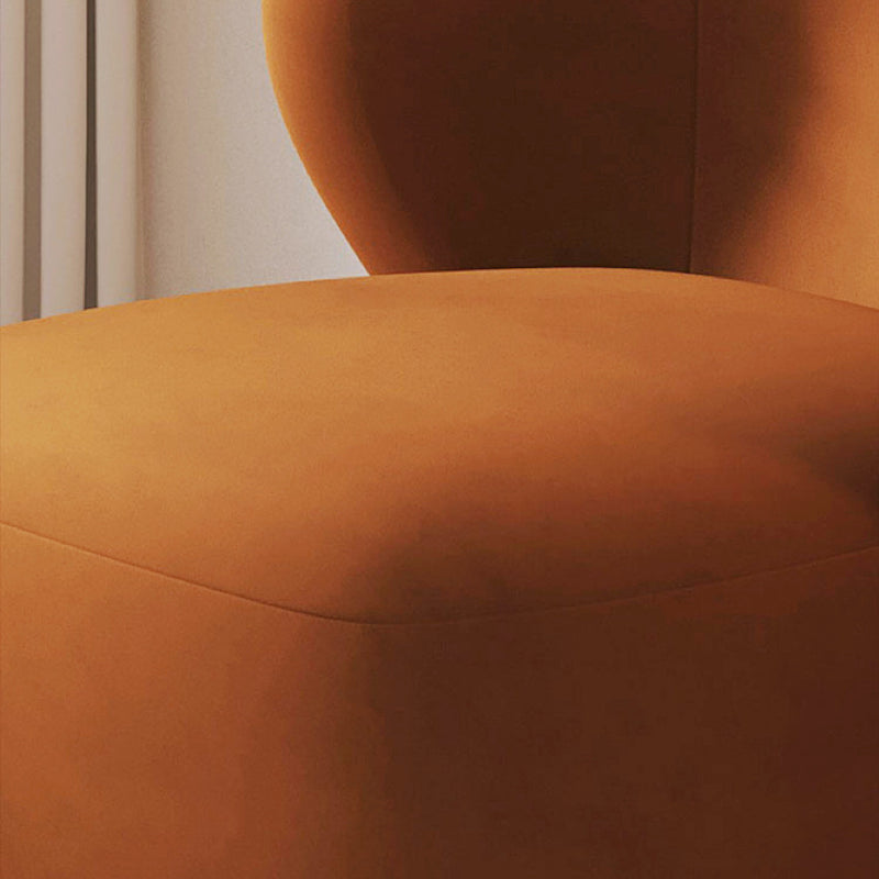 Modern Minimalist Curved Caramel Brown Velvet Solid Wood Accent Chair Backrest Swivel For Living Room
