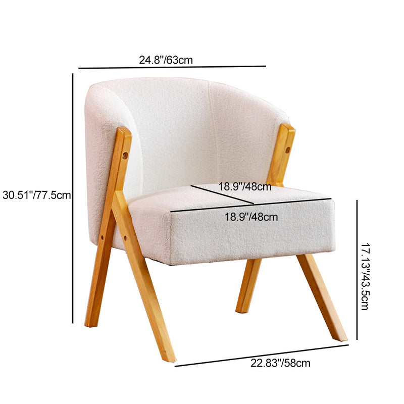 Contemporary Scandinavian Curved Back Boucle Solid Wood Frame Accent Chair Backrest For Living Room