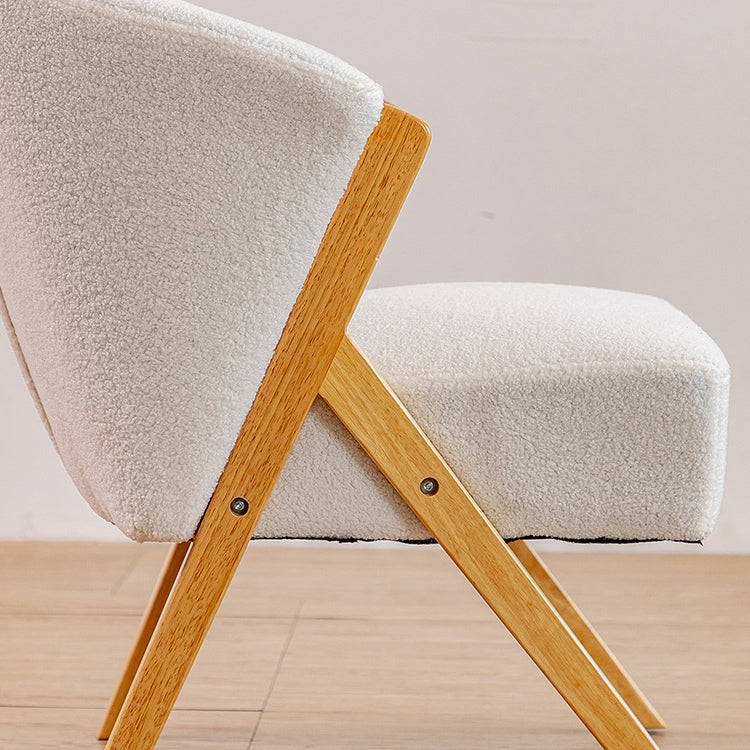 Contemporary Scandinavian Curved Back Boucle Solid Wood Frame Accent Chair Backrest For Living Room