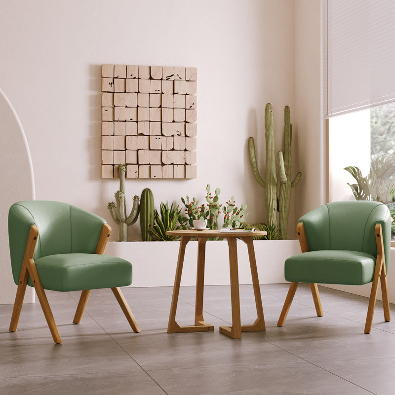 Contemporary Scandinavian Curved Back Boucle Solid Wood Frame Accent Chair Backrest For Living Room
