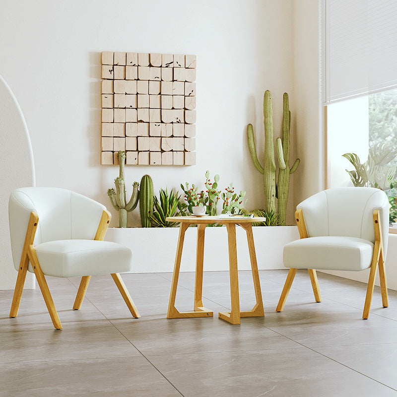 Contemporary Scandinavian Curved Back Boucle Solid Wood Frame Accent Chair Backrest For Living Room