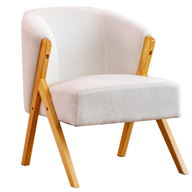 Contemporary Scandinavian Curved Back Boucle Solid Wood Frame Accent Chair Backrest For Living Room