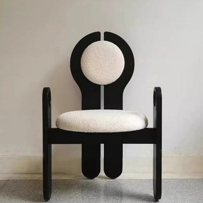 Modern Mid-Century Well-designed Round Back Boucle Solid Wood Dining Chair Backrest For Dining Room