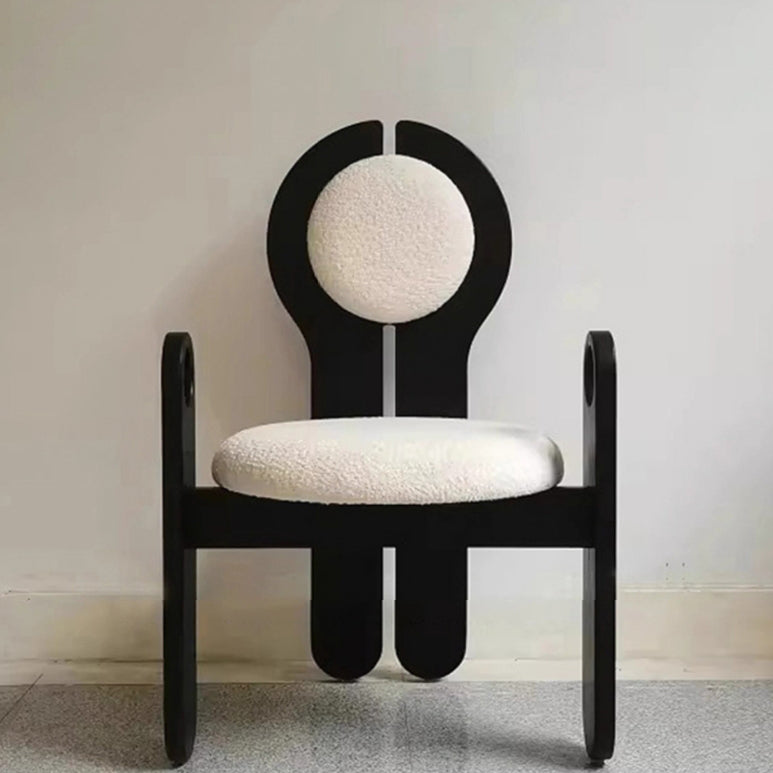 Modern Mid-Century Well-designed Round Back Boucle Solid Wood Dining Chair Backrest For Dining Room