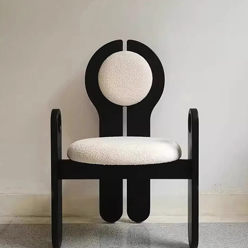 Modern Mid-Century Well-designed Round Back Boucle Solid Wood Dining Chair Backrest For Dining Room