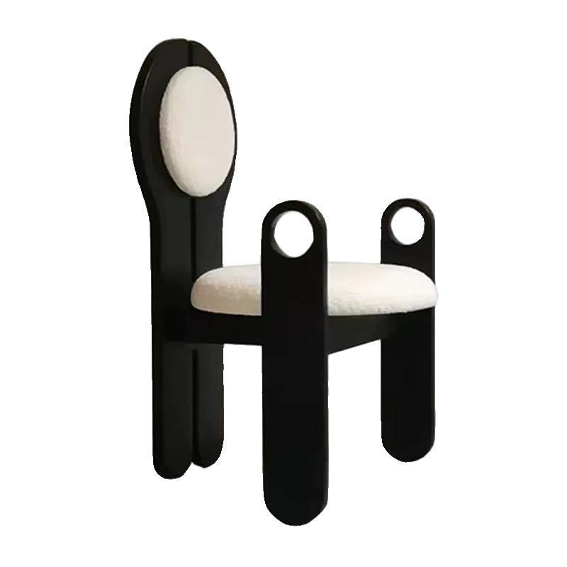 Modern Mid-Century Well-designed Round Back Boucle Solid Wood Dining Chair Backrest For Dining Room