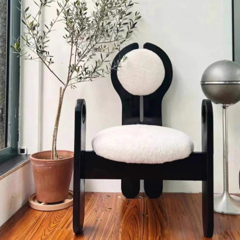 Modern Mid-Century Well-designed Round Back Boucle Solid Wood Dining Chair Backrest For Dining Room