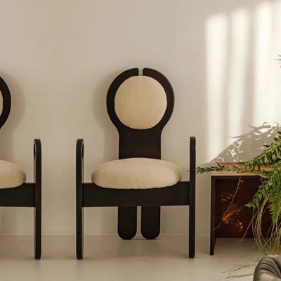 Modern Mid-Century Well-designed Round Back Boucle Solid Wood Dining Chair Backrest For Dining Room