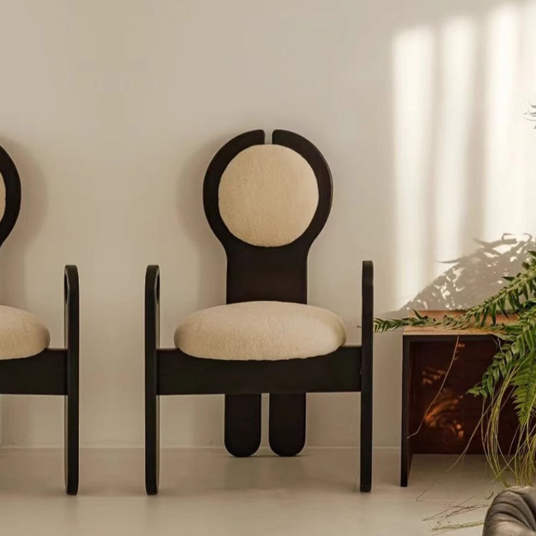 Modern Mid-Century Well-designed Round Back Boucle Solid Wood Dining Chair Backrest For Dining Room