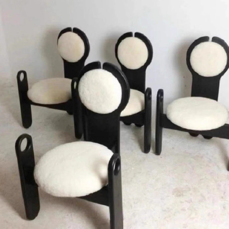 Modern Mid-Century Well-designed Round Back Boucle Solid Wood Dining Chair Backrest For Dining Room