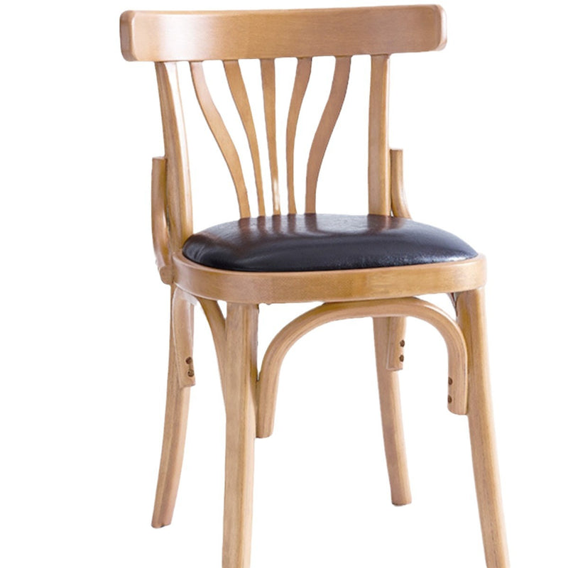 Modern Eclectic Square Cushion Solid Wood Oil Wax Leather Dining Chair Backrest For Dining Room