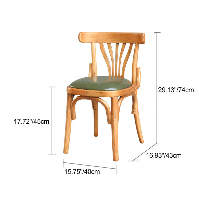 Modern Eclectic Square Cushion Solid Wood Oil Wax Leather Dining Chair Backrest For Dining Room