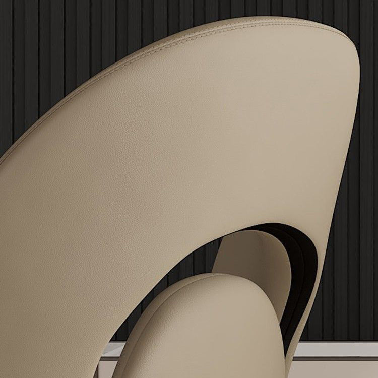 Modern Luxury Loop Back Leather Carbon Steel Dining Chair Backrest For Dining Room