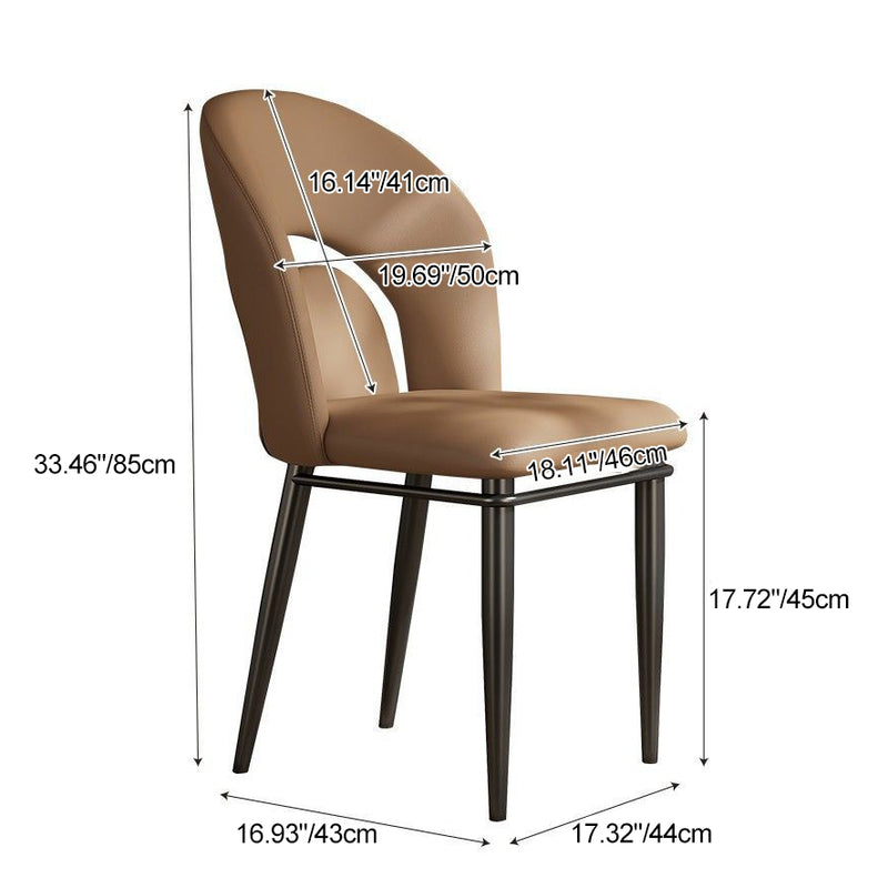 Modern Luxury Loop Back Leather Carbon Steel Dining Chair Backrest For Dining Room