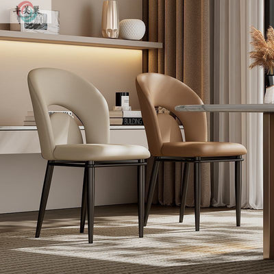 Modern Luxury Loop Back Leather Carbon Steel Dining Chair Backrest For Dining Room