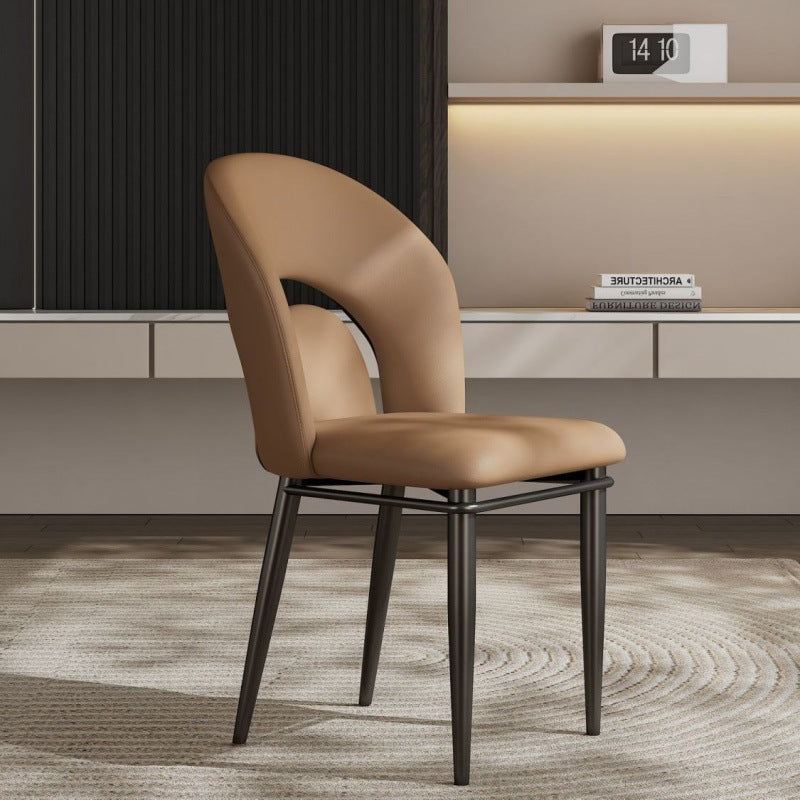Modern Luxury Loop Back Leather Carbon Steel Dining Chair Backrest For Dining Room