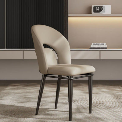 Modern Luxury Loop Back Leather Carbon Steel Dining Chair Backrest For Dining Room