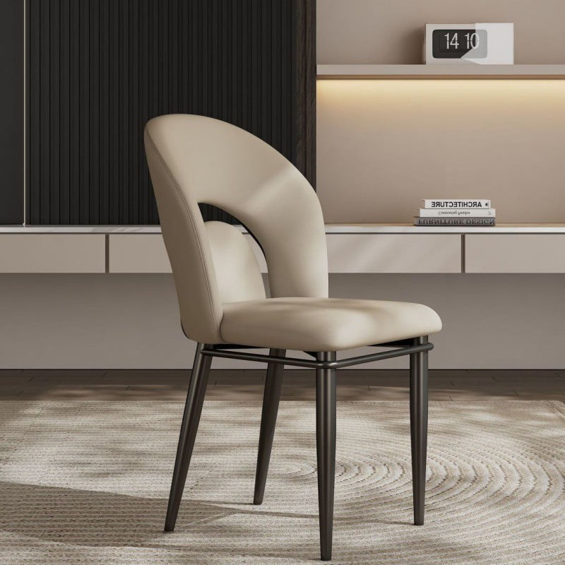 Modern Luxury Loop Back Leather Carbon Steel Dining Chair Backrest For Dining Room