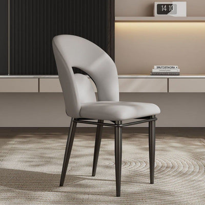 Modern Luxury Loop Back Leather Carbon Steel Dining Chair Backrest For Dining Room