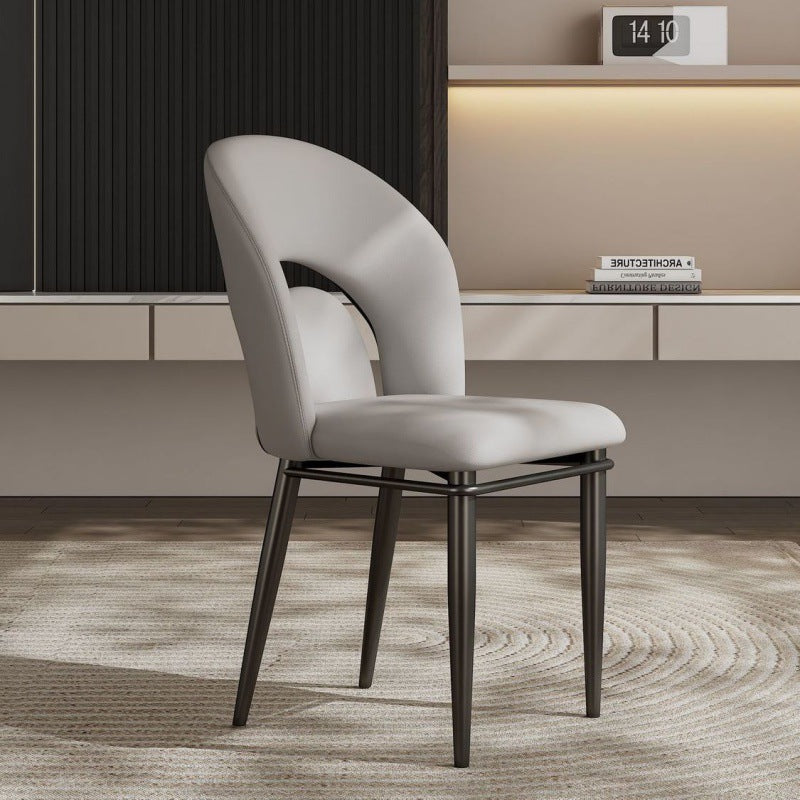 Modern Luxury Loop Back Leather Carbon Steel Dining Chair Backrest For Dining Room