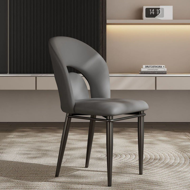 Modern Luxury Loop Back Leather Carbon Steel Dining Chair Backrest For Dining Room