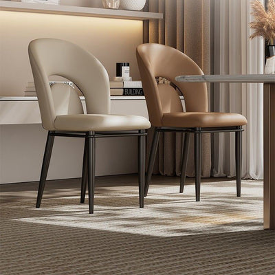 Modern Luxury Loop Back Leather Carbon Steel Dining Chair Backrest For Dining Room