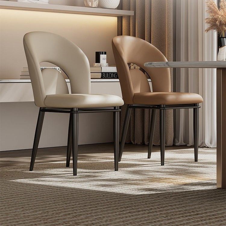 Modern Luxury Loop Back Leather Carbon Steel Dining Chair Backrest For Dining Room