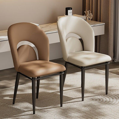 Modern Luxury Loop Back Leather Carbon Steel Dining Chair Backrest For Dining Room