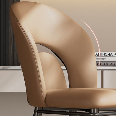 Modern Luxury Loop Back Leather Carbon Steel Dining Chair Backrest For Dining Room