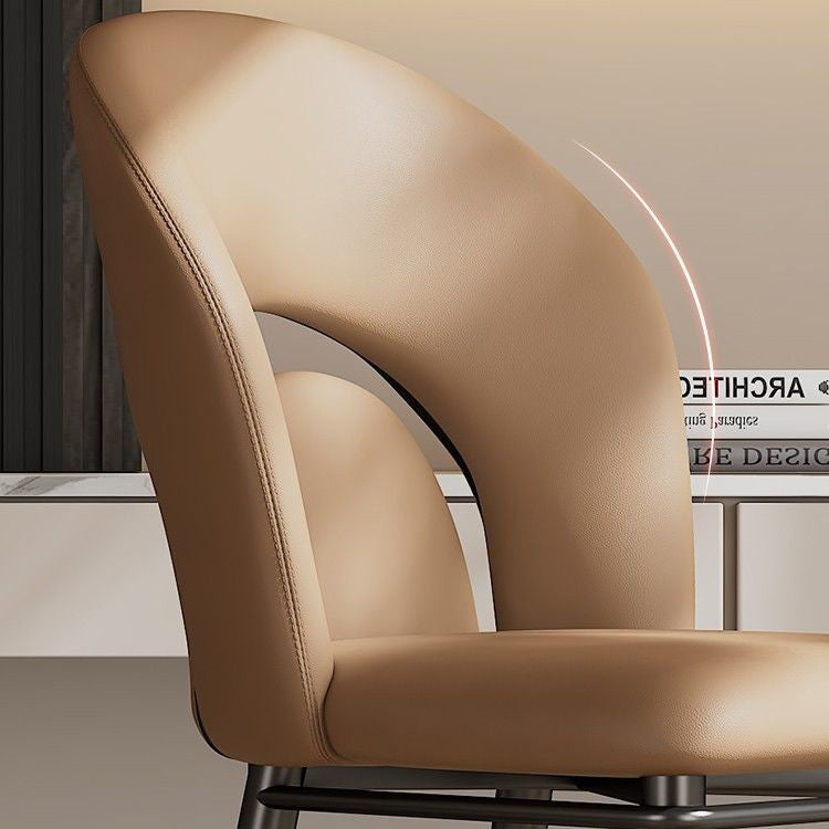 Modern Luxury Loop Back Leather Carbon Steel Dining Chair Backrest For Dining Room