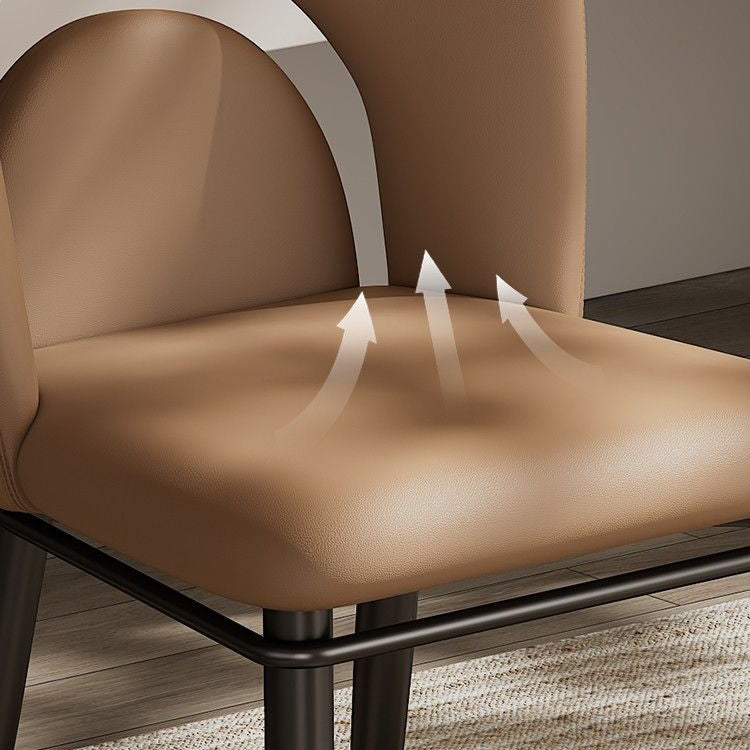 Modern Luxury Loop Back Leather Carbon Steel Dining Chair Backrest For Dining Room