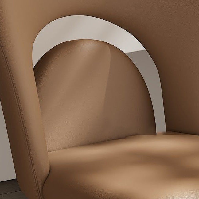 Modern Luxury Loop Back Leather Carbon Steel Dining Chair Backrest For Dining Room