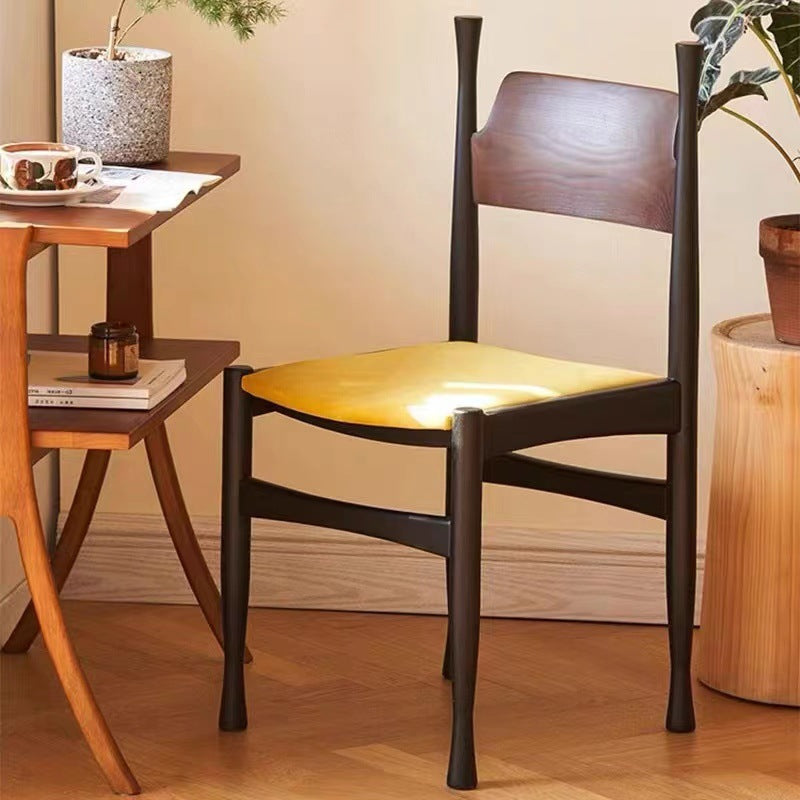 Modern Mid-Century Velvet Surface Solid Wood Dining Chair With Black Frame Backrest For Dining Room