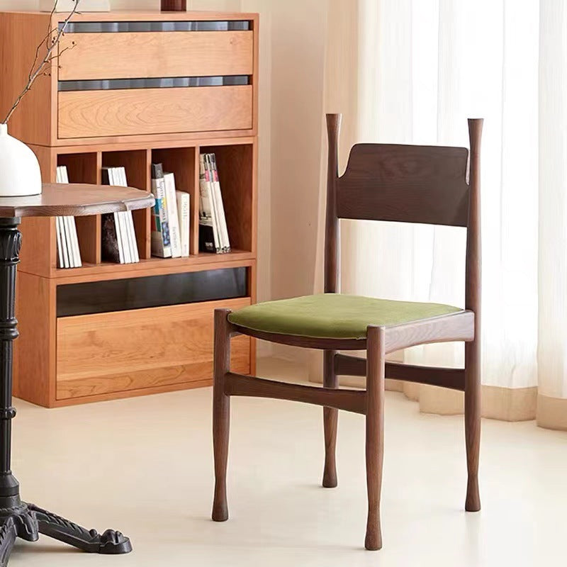 Modern Mid-Century Velvet Surface Solid Wood Dining Chair With Black Frame Backrest For Dining Room