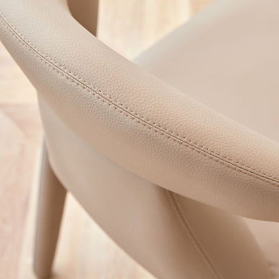 Modern Minimalist Curved Back Leather Carbon Steel Dining Chair Armrest For Dining Room
