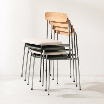 Contemporary Scandinavian Solid Wood Stainless Steel Dining Chair With Square Cushion Backrest For Dining Room