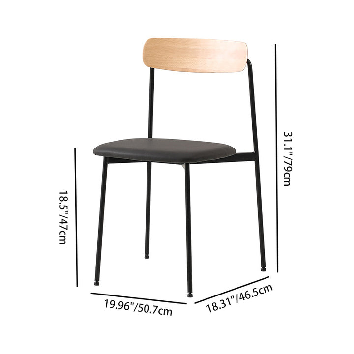 Chaise de salle à manger contemporaine en bois massif scandinave en acier inoxydable avec dossier carré en similicuir pour salle à manger 