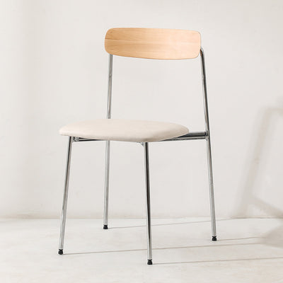 Contemporary Scandinavian Solid Wood Stainless Steel Dining Chair With Square Cushion Backrest For Dining Room