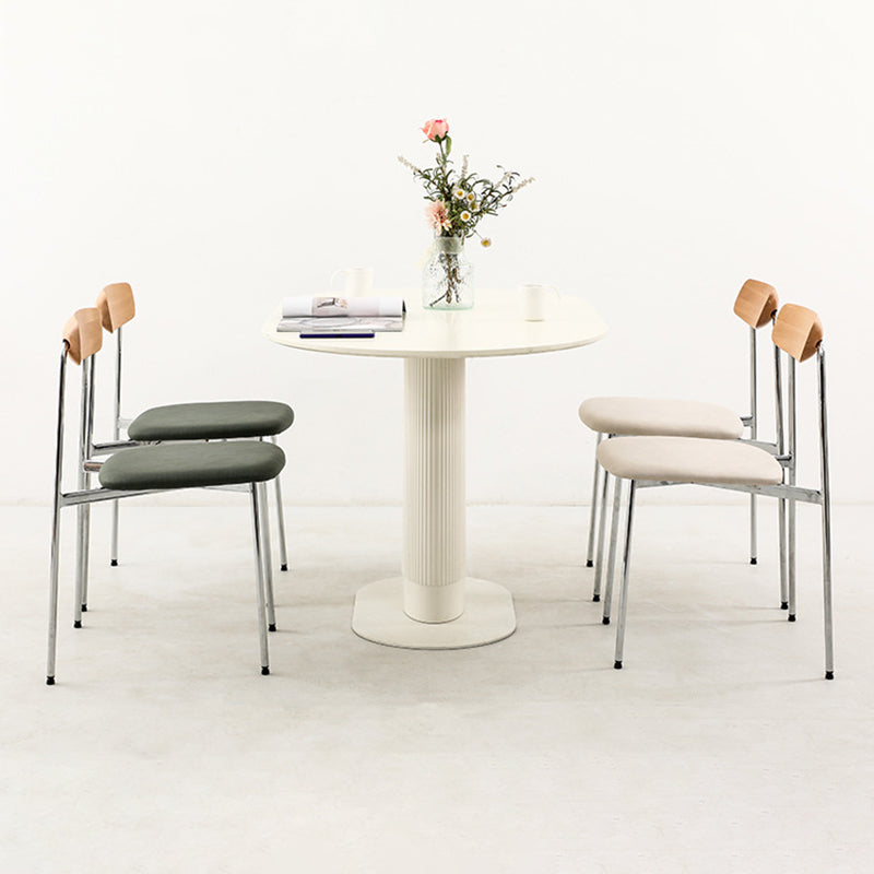 Chaise de salle à manger contemporaine en bois massif scandinave en acier inoxydable avec dossier carré en similicuir pour salle à manger 