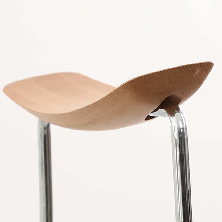 Chaise de salle à manger contemporaine en bois massif scandinave en acier inoxydable avec dossier carré en similicuir pour salle à manger 