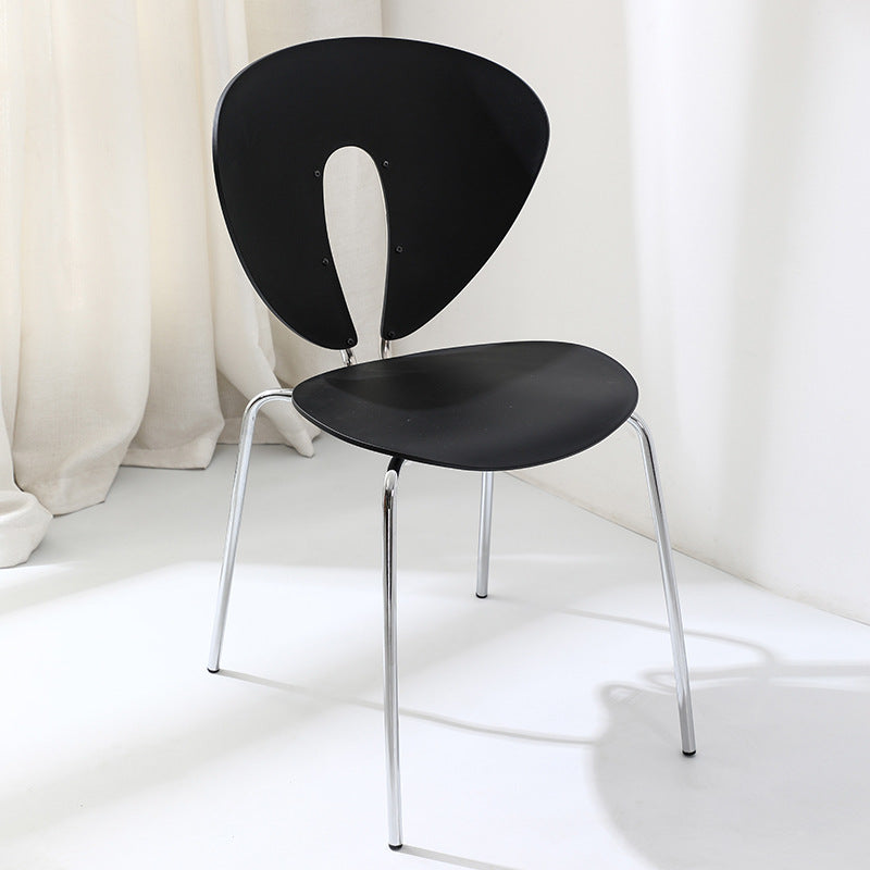 Traditional French Triangular Backrest Plastic Dining Chair With Stainless Steel Legs For Dining Room
