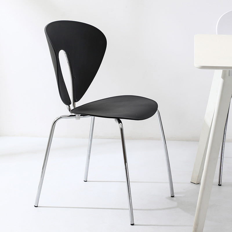 Traditional French Triangular Backrest Plastic Dining Chair With Stainless Steel Legs For Dining Room